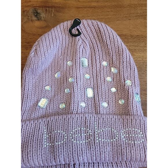 bebe Beanie Hat Pink with Rhinestones & Bling NWT - Picture 4 of 6